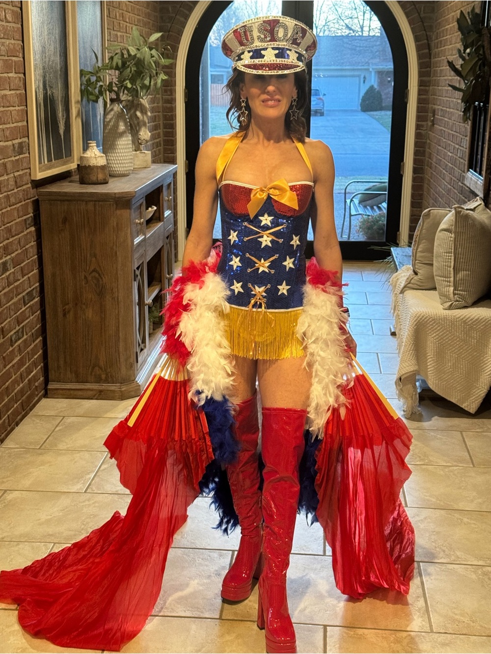Patriotic Red, Blue & Gold Women's Pageant attire